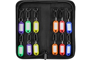 Sdstone Portable Zippered Key Organizer, Fireproof Key Case with 12 Key Hooks and Tags,Waterproof Portable Key Storage for Rental Management Real Estate Sales Hotel Executives and Car Service