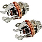 2 Pack 1/4 Inch Mono Guitar Jack, Silver Electric Guitar Electronics | Multi-Contact Guitar Input Jack and Output Jack, Stable Signal Low Noise for Electric Guitar Replacement &amp; Repair