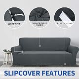 MAXIJIN Newest Jacquard 3 Seater Sofa Cover Dark Grey Anti-Slip 1-Piece view 3