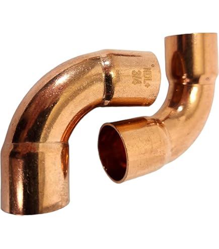 90 Degree Copper Elbow Fittings - 1/4 Inch ID HVAC Brazing Connections, Pack Of 15