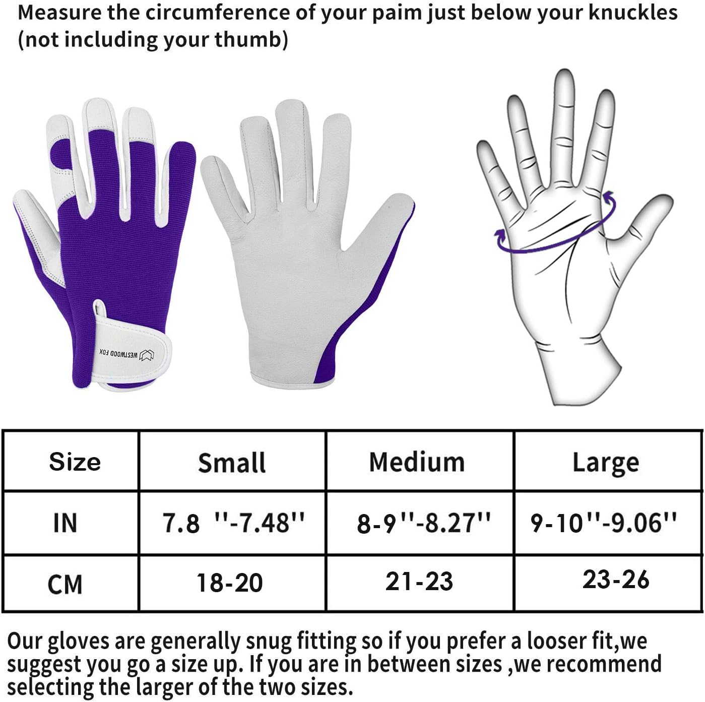 Ladies/Mens Leather Gardening Gloves Thorn Proof Garden work gloves with Goatskin Leather Breathable Spandex Back (Medium, Purple): Clothing