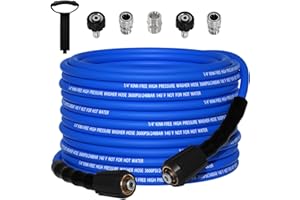 VIVIDWASH Kink Resistant 1/4" Pressure Washer Hose 50FT，3600PSI Power Washer Hose Replacement（M22-14mm）with 3/8" Quick Connect Adaptor for GreenWorks，Ryobi etc Household High-Pressure Washers