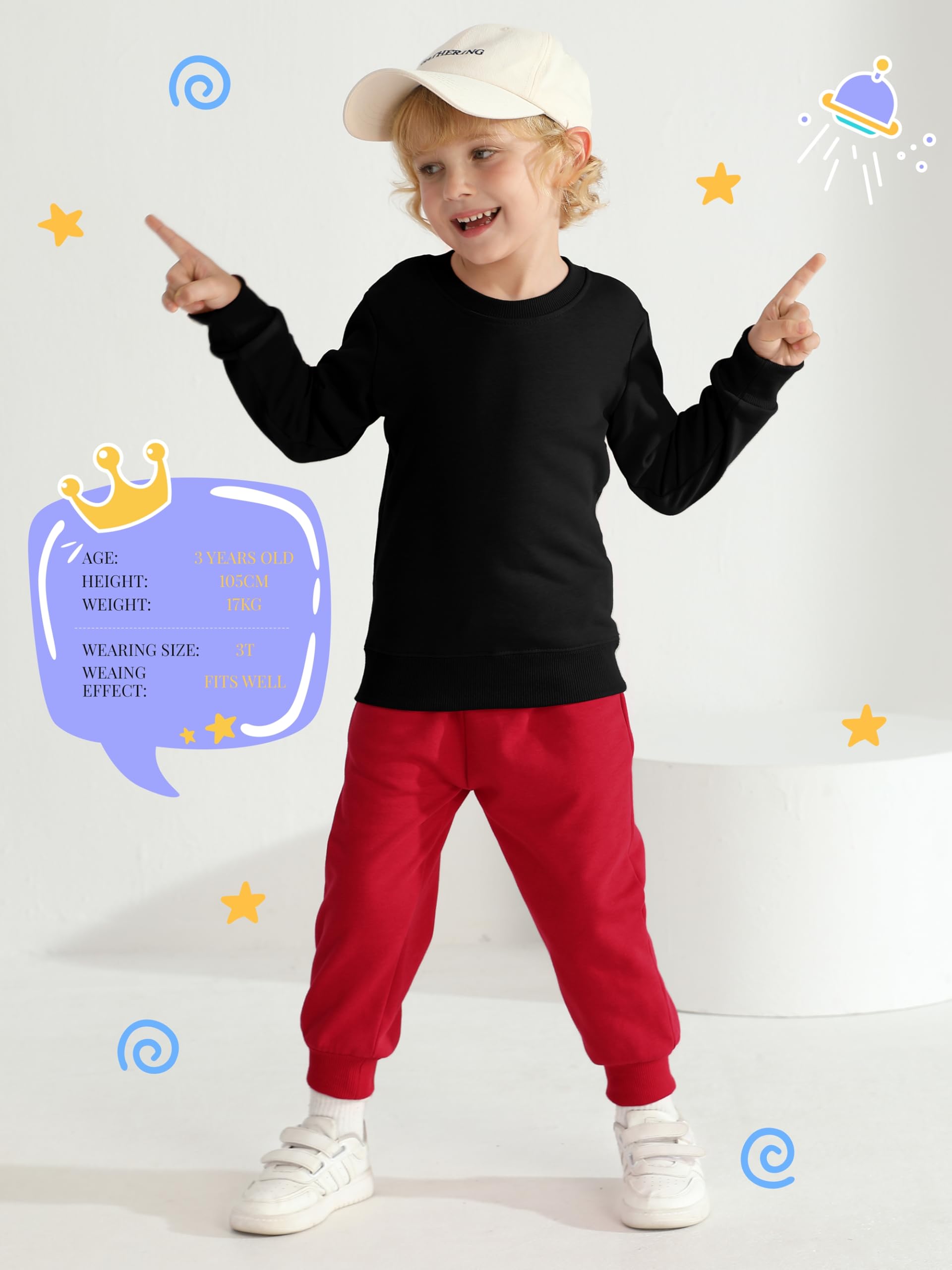 HXP 4 Pack Toddler Boys Sweatpants Pure Cotton Toddler Sweatpants Boys Kids Joggers Pants with Pocket Drawstring