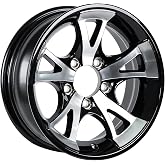 eCustomrim Aluminum Trailer Wheel 13X5 13 Inch 5 Lug A1411 Black Rim | 13 X 5 Rim, 5 Lug on 4.5 Inch Bolt Pattern, 3.19 Inch Center Bore, 1710 Lbs Max Load, For Trailer Tire Use Only