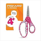 Fiskars 5" SoftGrip Pointed-Tip Scissors for Kids Ages 4-7, Scissors for School or Crafting, Back to School Supplies, Pink/Tu