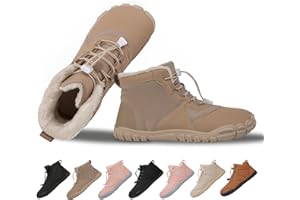 MOCHINI Snow Boots Mens Womens Winter Footwear Barefoot Shoes Warm Fur Lined Ankle Booties Hiking Trekking Trail Climbing Shoes Lace Up Anti-Slip Waterproof Hiking Boots, Wide Walking Shoes