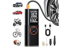 ZGZUXO Tire Inflator Portable Air Compressor - 150PSI Fast Cordless Air Pump for Car Tires, Rechargeable Bike Tire Pump with Digital Pressure Gauge, LED Light for Cars, Bicycles, Balls and More