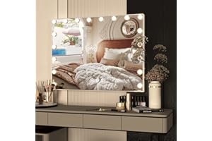 CASSILANDO Hollywood Vanity Mirror with Lights, Vanity Makeup Mirror with 18 LED Bulbs, 3 Color Lighting Modes, USB Port, Smart Touch Control