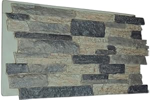 49"W x 25 1/2"H x 1 1/4"D Acadia Ledge Stacked Stone, StoneWall Faux Stone Siding Panel, Smokey Ridge