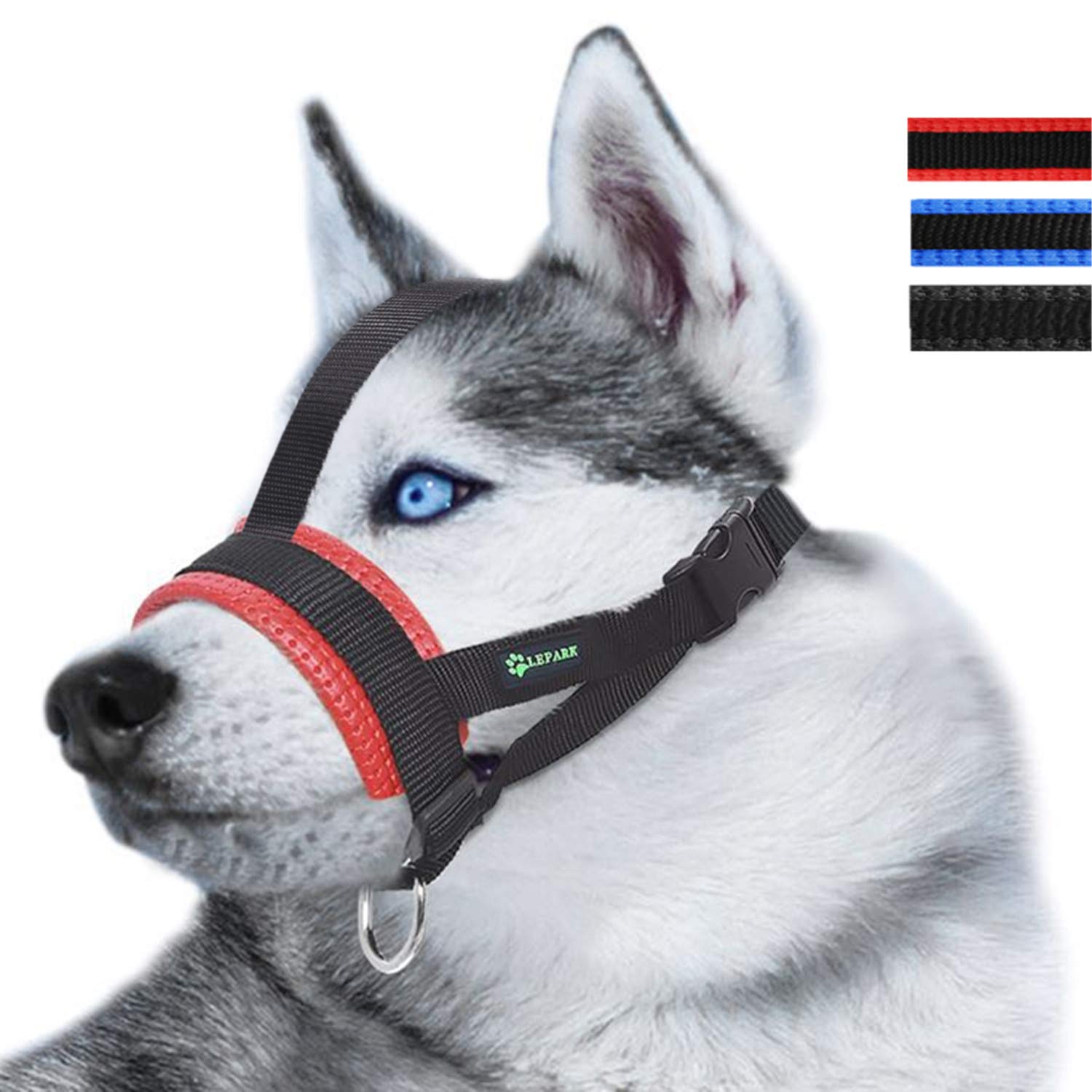 Head Strap Dog Muzzle Prevent from Taking Off by Paws for Small,Medium and Large Dogs(S/Red)
