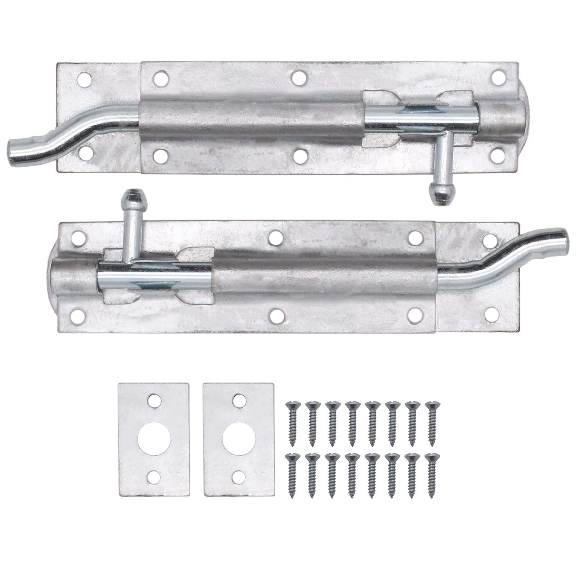 EAI Heavy Duty Necked Tower Bolt | 6 Inch | Galvanised | Fixings Included | Pack of 2