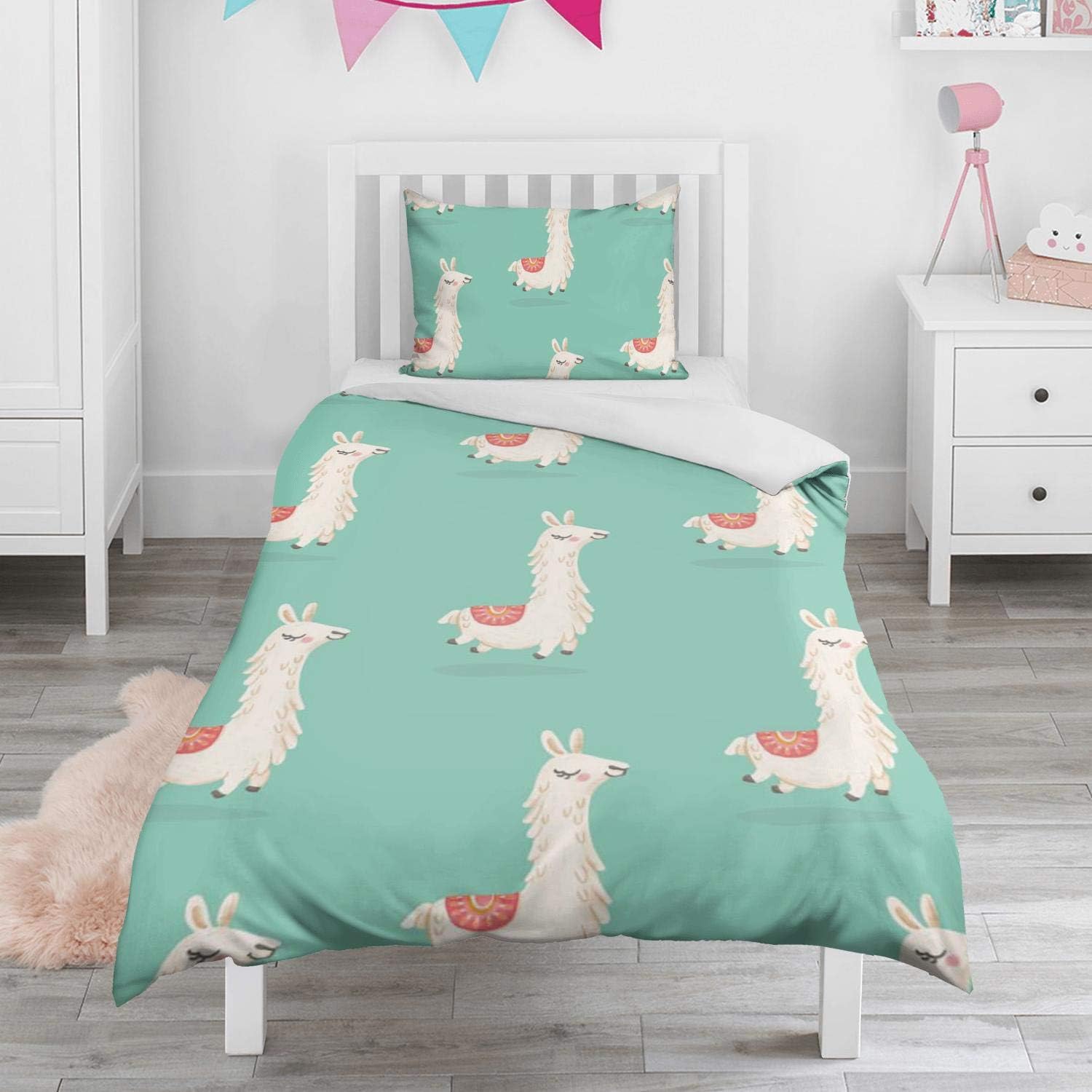 Wankens Cute Llama Alpacas Love Pattern1,2 Piece Microfiber