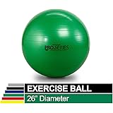 TheraBand Exercise Ball, Professional Series Stability Ball with 65 cm Diameter for Athletes 5'7" to 6'1" Tall, Slow Deflate Fitness Ball for Improved Posture, Balance, Yoga, Pilates, Core, Green