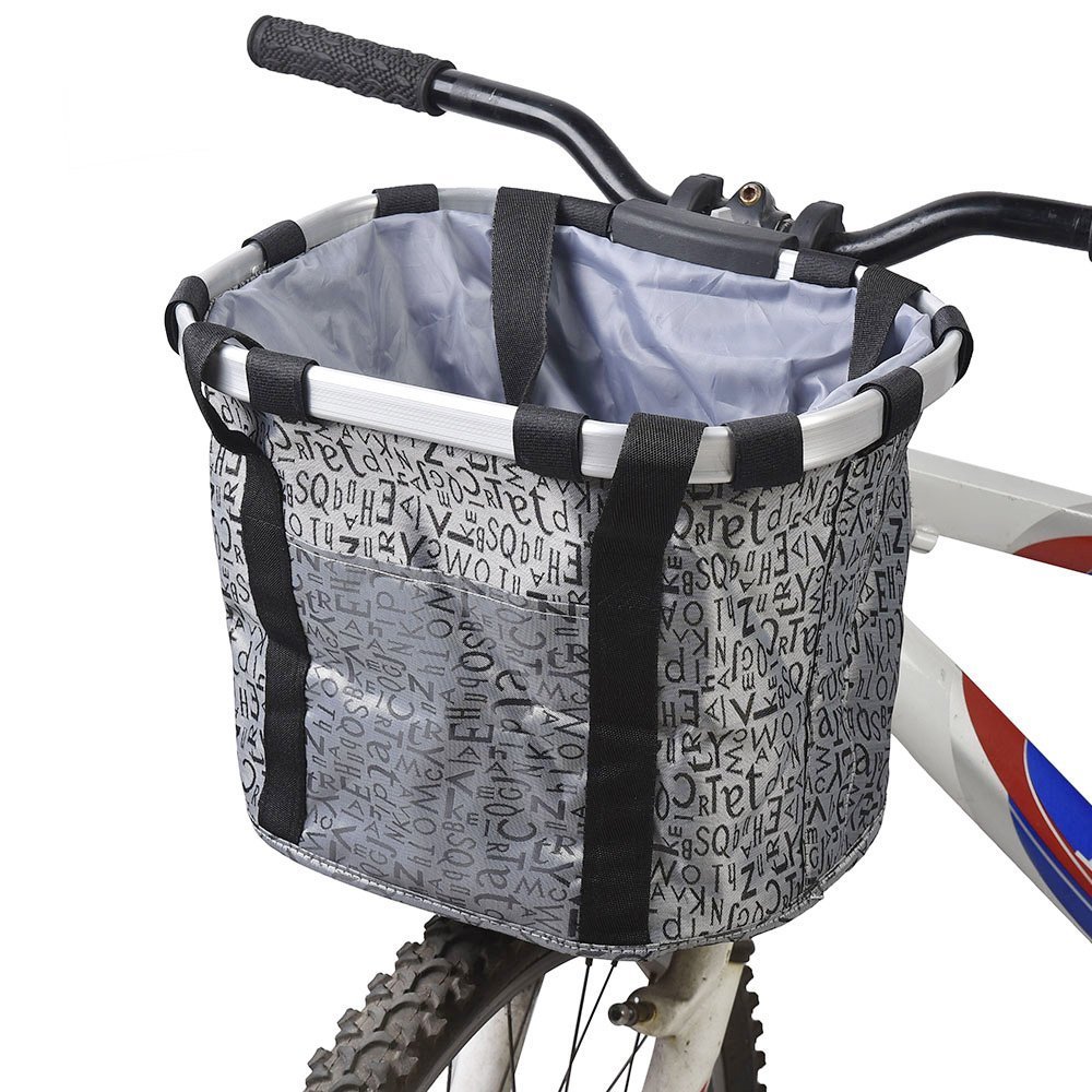 Redlution Bicycle Aluminum Alloy Frame Basket, Silver - Handlebar Mount, Canvas, Oxford Cloth