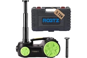 ROGTZ Upgraded Electric Hydraulic Car Jack Kit 5 Ton 12V Portable Lift Range 20.9 Inch with Tire Inflator Pump for SUV Sedan 