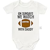 Meedkuqle On Sundays We Watch Football with Daddy Bodysuit, Baby Boy Announcement Outfit, Boys Girls Short Sleeve Clothes