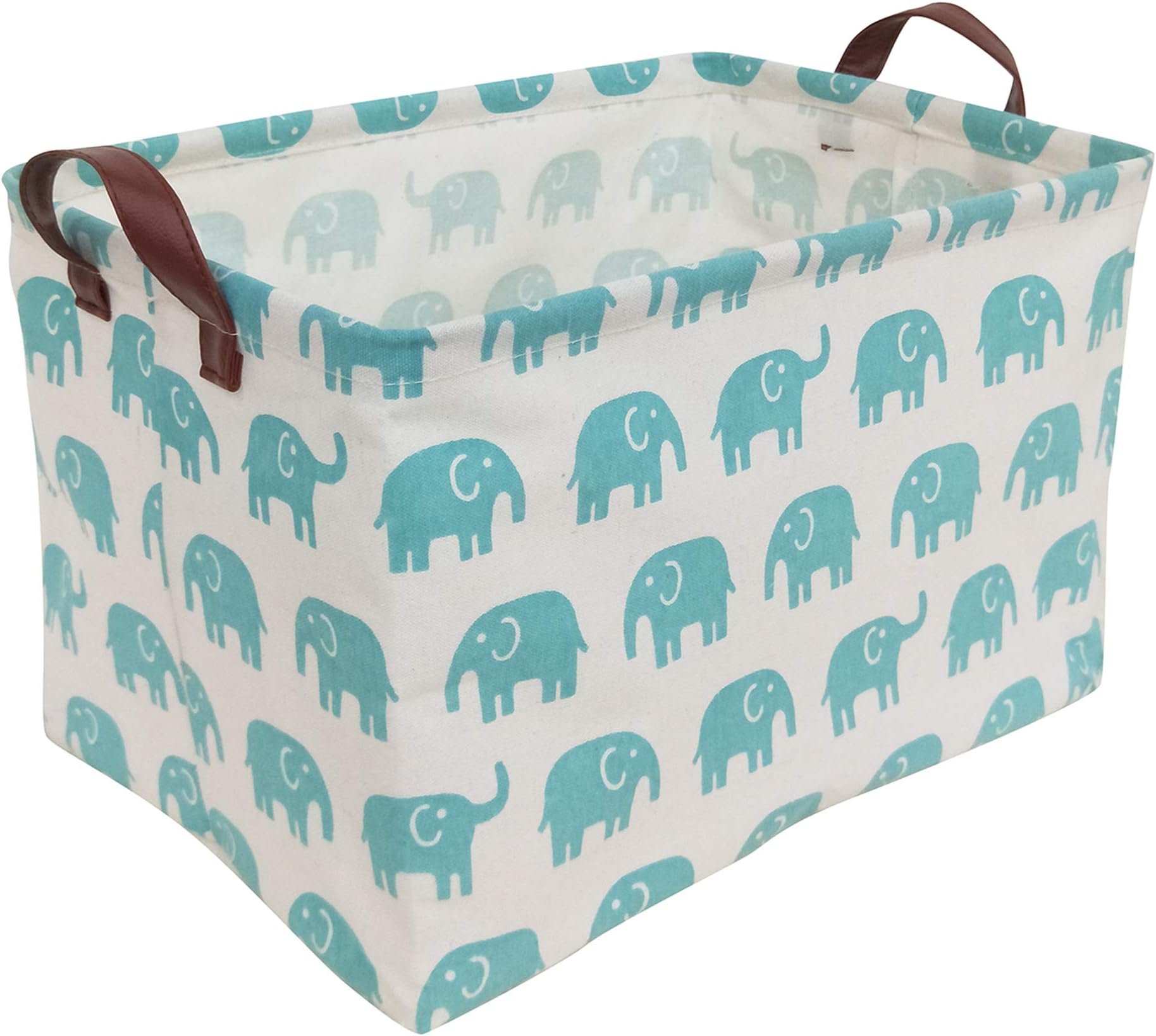 HIYAGON Rectangular Storage Boxes,Fabric Storage Bin Organizer,Collapsible Storage Basket for Toy, Clothes,Books.Shelves Basket (Bule elephant)