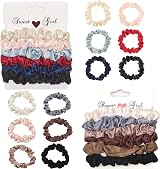 Maridergo 12Pcs Silk Satin Hair Scrunchies Ties Ponytail Holder Solid Color view 1