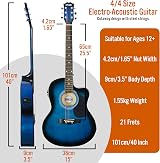 3rd Avenue Full Size Cutaway Electro Acoustic Guitar Bundle Blue 4/4 Beginner view 2