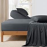 Horbaunal Dark Grey Split Head King Sheet Set - 4 Pieces Flex Top King Sheets for Adjustable Beds - Fits Mattress up to 16" Deep - Soft Microfiber Bed Sheets with 34" Split Flex Head