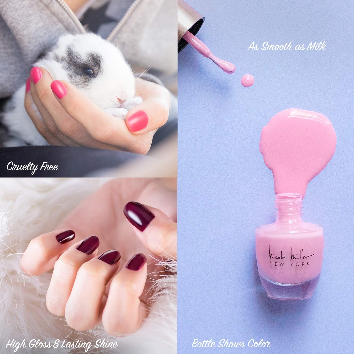 Nicole Miller Nail Polish Set, 5 Piece Nude Nail Polish Collection, Quick Dry Nail Polish for Women and Girls: Health & Personal Care