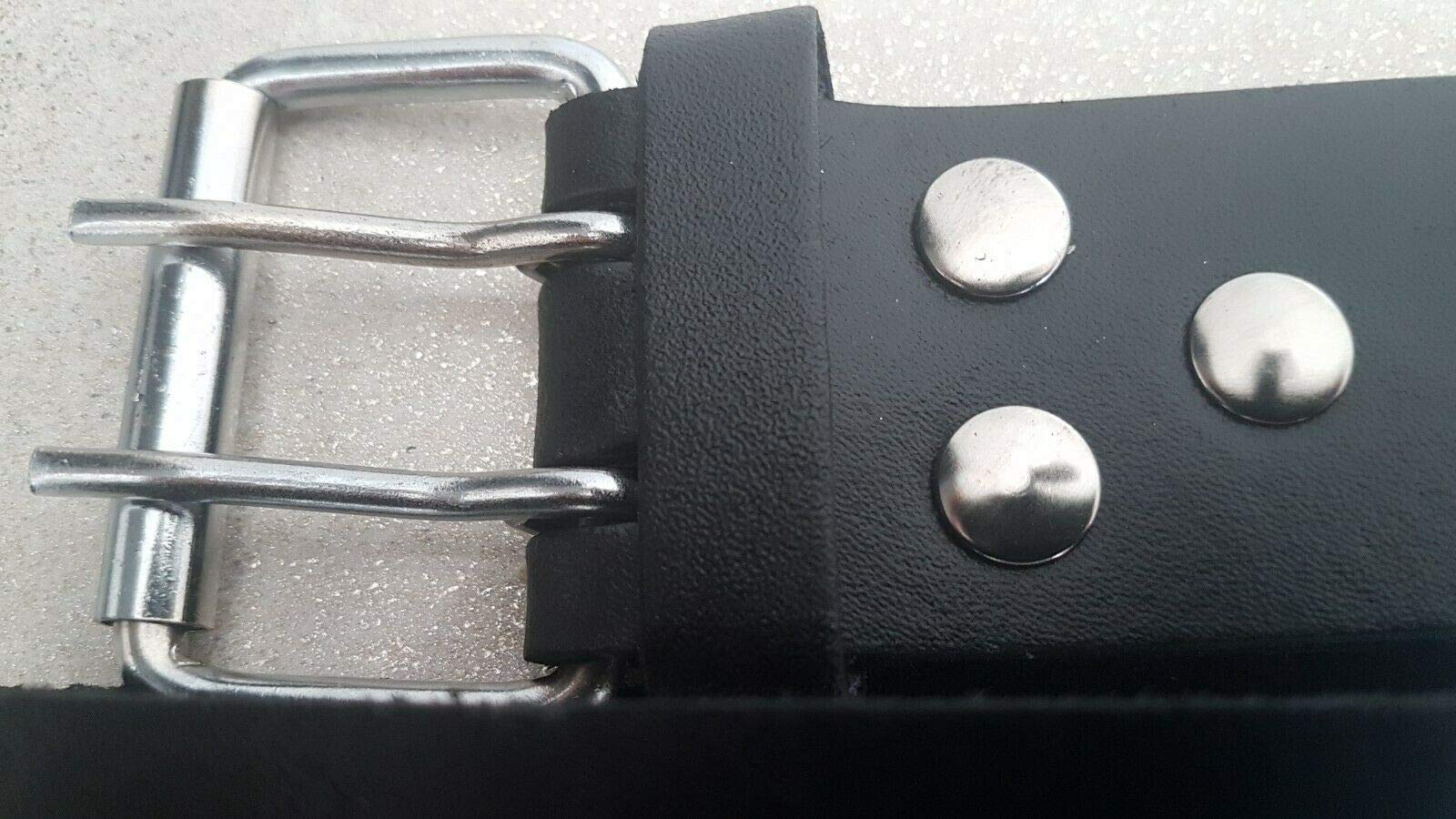 Heavy Duty Scaffold 2'' Plain Leather Work Tool Belt BBI Black Adjustable Waist 30''-46''