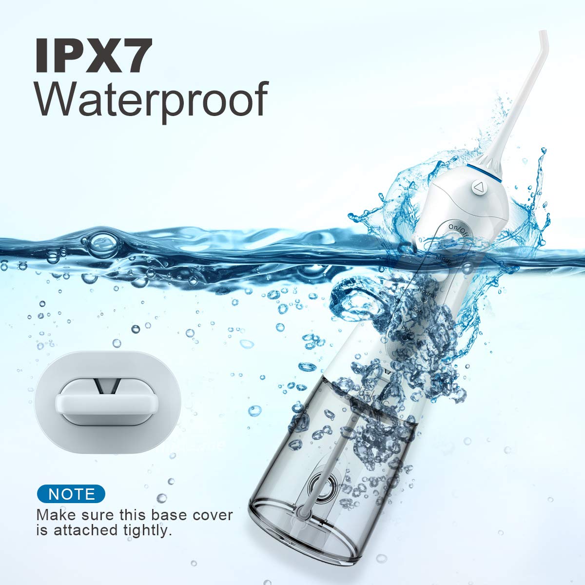 Water Flosser Teeth Cleaner, iTeknic Professional Cordless Dental Oral Irrigator 300ML Portable and Rechargeable IPX7 Waterproof 3 Modes Water Flossing with 5 Jet Tips for Home and Travel- Grey