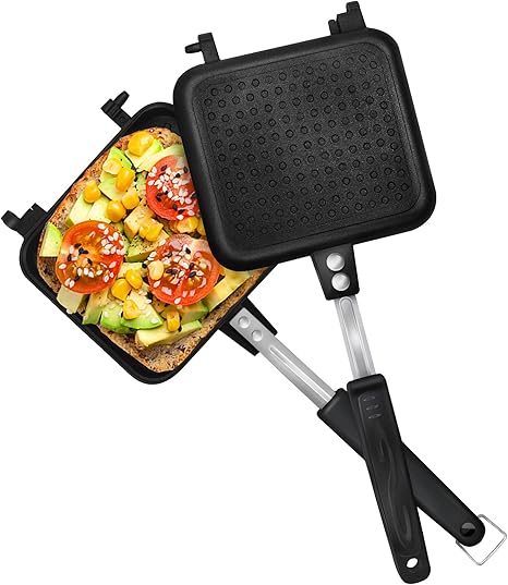 Amazon ホットサンドメーカー 直火 Ih対応 両用 鍋 上下分離型 フライパン ワッフルメーカー フッ素樹脂加工 軽量アルミ合金両面プレートとしても使用 操作簡単 丸洗い 焦げ付きにくい アウトドア キャンプ用 家庭用 直火式ホットサンド ワッフルメーカー オンライン通販