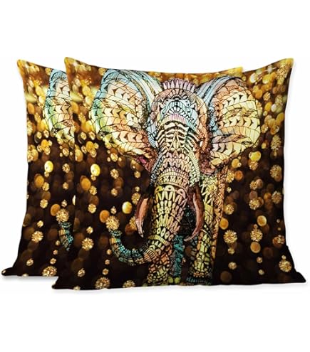 Amazon.com: Moslion Elephant Pillow Case Aztec Gold Elephant with
