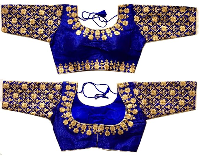 Women's Round Neck Heavy Embroidery Work Readymade Blouse For Saree And Lehenga (Size 38+margin)