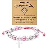 Baptism Gifts for Daughter Goddaughter First Communion Gift Bracelet Religious Christian Confirmation Gifts Beaded Bracelets for Women Inspirational Bracelet Graduation Birthday Gift for Friend