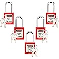 LEONAKO Lockout Tagout Locks, 5 Red Loto Lock Set, Safety Locks Keyed Different, 2 Keys per Locks, OSHA Compliant, Different Numbers for Lock Out Tag Out Station and Devices