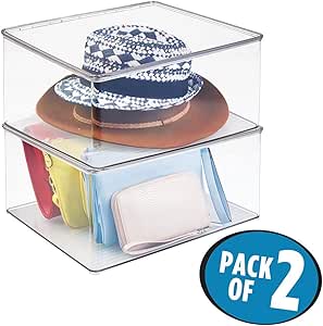 mDesign Juego de Dos Cajas para Guardar Ropa – Contenedores de plástico
