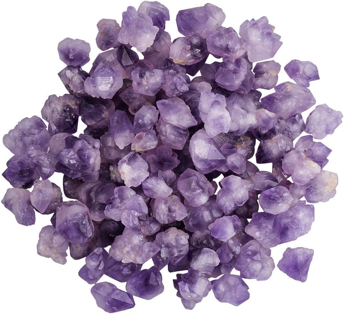 Indoor Fountains & Accessories - SUNYIK Natural Amethyst Rough Stone, Irregular Raw Crystal Point Loose Gemstone for Healing Reiki Jewelry Making Decoration 0.7”-1.5” 0.5lb (33-40 pcs)