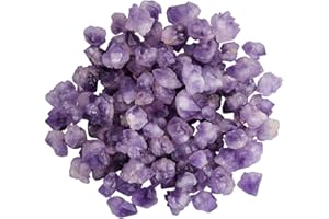 SUNYIK Natural Amethyst Rough Stone, Irregular Raw Crystal Point Loose Gemstone for Healing Reiki Jewelry Making Decoration 0.7”-1.5” 0.5lb (33-40 pcs)