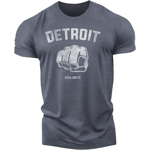 Detroit T-Shirt 2001 Tiger Shirt By Detroit Rebels - Vintage Athletic Tshirt Men Heather Navy