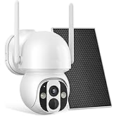 Solar Security Camera Outdoor Wireless WiFi Pro, 4MP Color Night Vision, AI/PIR Motion Detection, 360 PT, 2-Way Audio, IP66, 2.4/5GHz, SD/Cloud Storage, Works with Alexa, Mobile App & Base-station