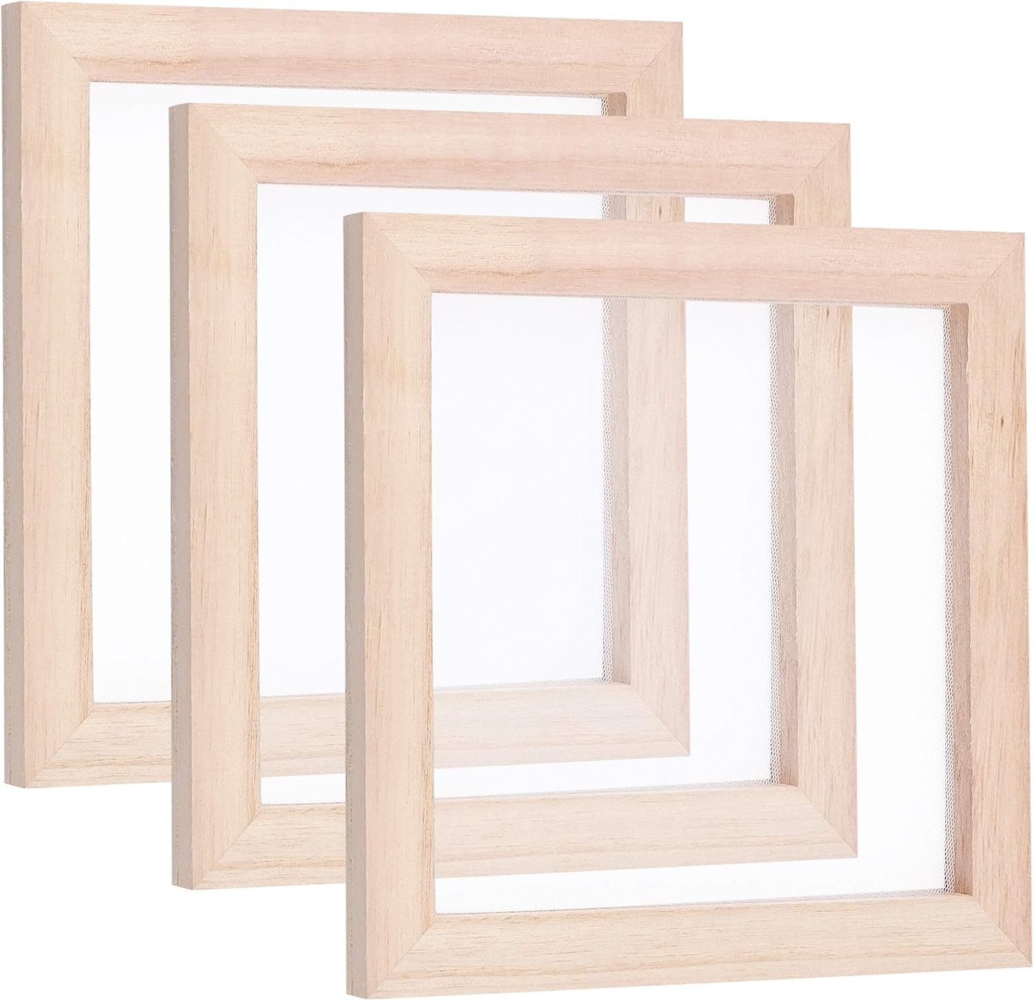 SUPERFINDINGS 3Pcs Wood Paper Making Frame 20x20cm Paper Making Screen Kit Burly Wood Ancient Square Paper Making Moulds Frame Screen Tools Printing Frame for DIY Paper Craft Handmade