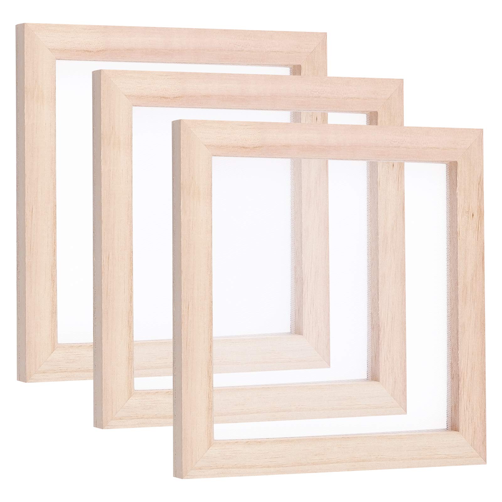 SUPERFINDINGS 3Pcs Wood Paper Making Frame 20x20cm Paper Making Screen Kit Burly Wood Ancient Square Paper Making Moulds Frame Screen Tools Printing Frame for DIY Paper Craft Handmade
