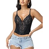 SHAPERIN Sexy Lace Bustier Corset Tops for Women Going Out Party Club Date Night Underwired Cami Crop Top