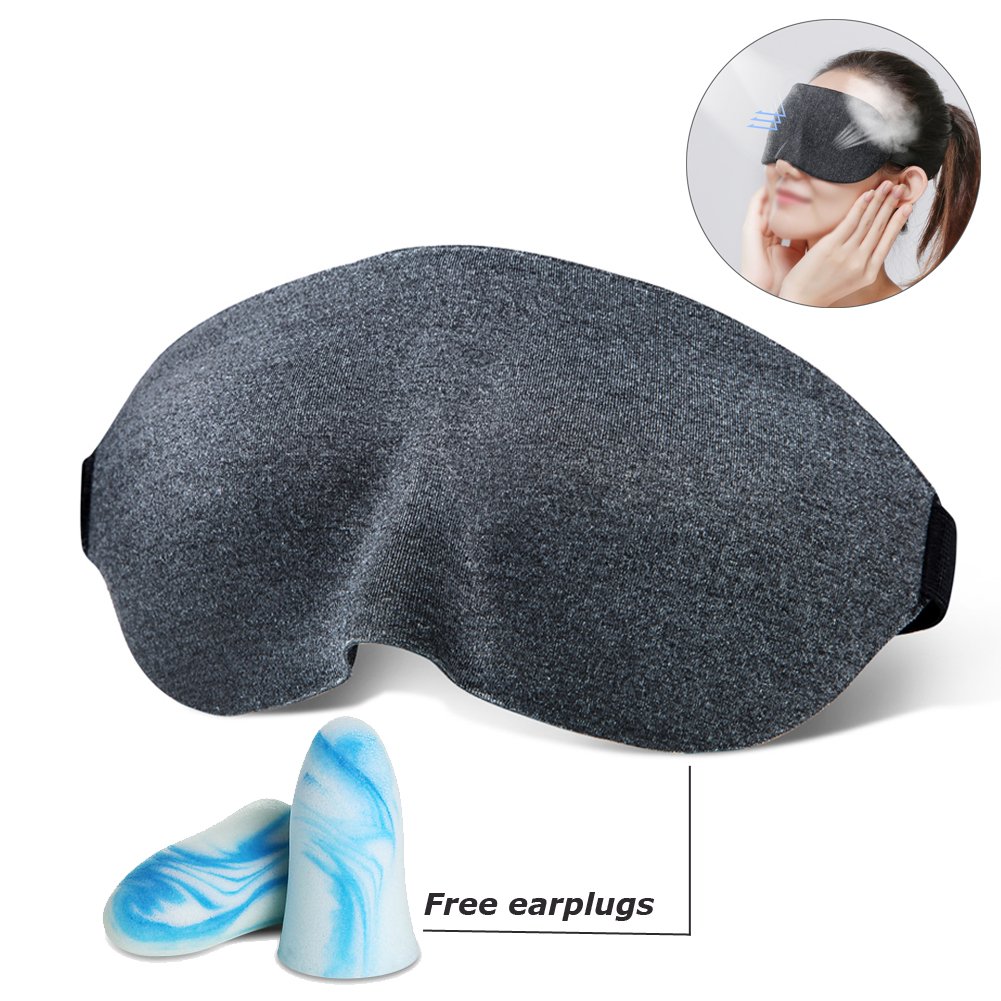 Sleep Mask 3D Eye Mask for Sleeping with Anti-noise Earplugs Super Soft Blindfold Eye Shades for Men Women Students Using at Home Travel Office Naps Shift Work