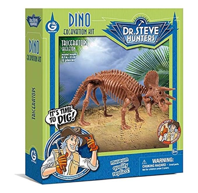 Geoworld 625268 - Dr. Steve Hunters: Dino Ausgrabungs-Set - Triceratops-Skelett, Alter: 6+, Größe: 21 cm