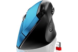 memzuoix Ergonomic Mouse Wireless,2.4G Optical Cordless Mice with 800/1200/1600 DPI,Vertical Computer Wireless Mouse for Laptop, Mac,PC,Desktop (for Right Hand, Large),Blue Mouse