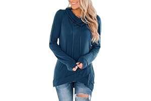 Fallorchid Womens Cowl Neck Tunic Tops Long Sleeve Pullovers Casual Drawstring Sweatshirts