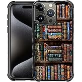 CARLOCA Compatible with iPhone 16 Pro Max Case, Design for Girl Shockproof Anti-Scratch Hard PC Back Case Fashion Pattern Colorful Leather Books Bookshelf