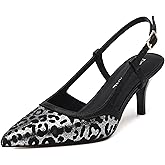 DEMOSHINE Women's Slingback Kitten Heels Pointed Closed Toe 2 Inch Low Heel Pumps for Wedding Business Work Comfortable Classic Dressy Shoes