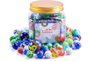 3 otters 125PCS Glass Marbles, Assorted Size with Gift Box for Vase Fillers Fish Tank Rocks Aquarium Tank Decor Table Scatter Decoration