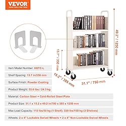 VEVOR Book Cart, 330 lbs Library Cart, 31.1" x