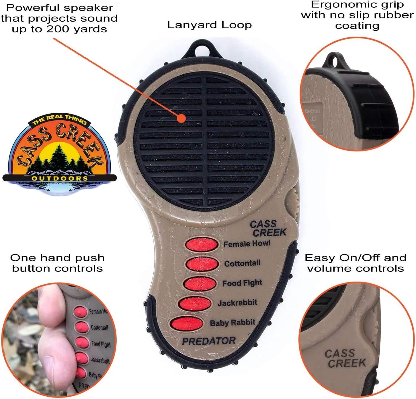 Cass Creek Ergo Predator Call, Handheld Electronic Game Call, CC010, Compact Design, 5 Calls In 1, Coyote Call, Expert Calls for Everyone : Predator Calls And Lures : Sports & Outdoors