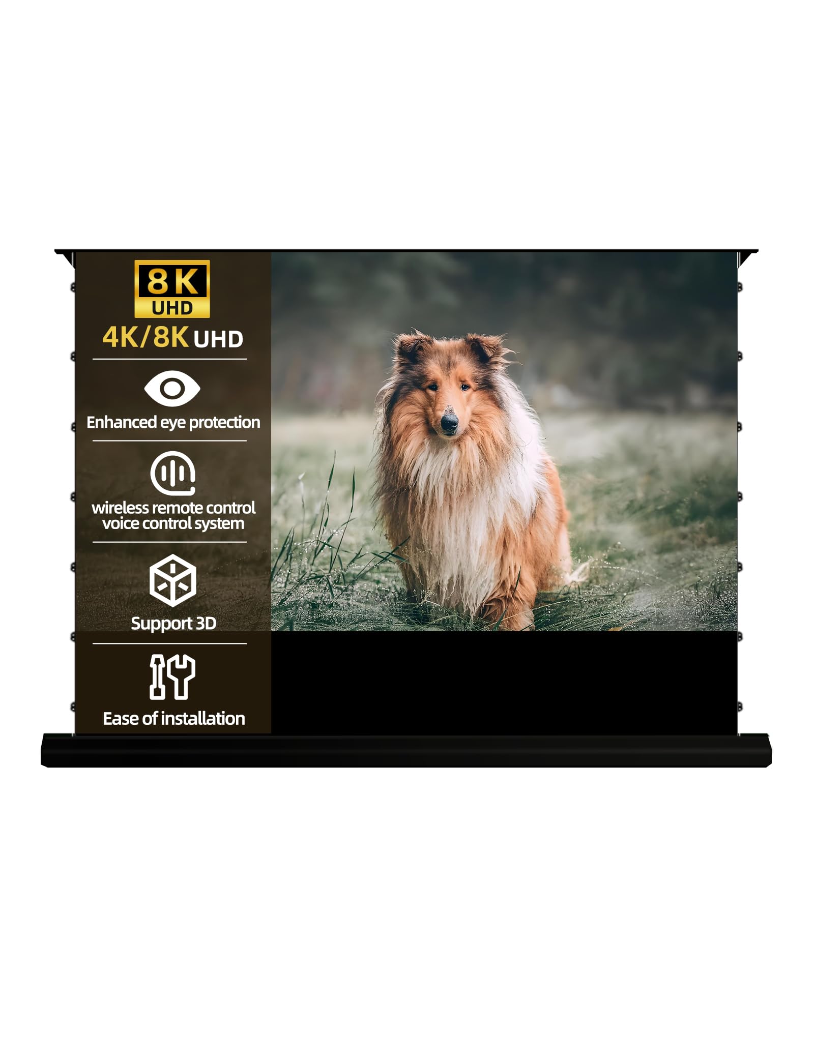 Photo 1 of 100" Fresnel Floor Rising Projector Screen Motorized for Long/Standard Shrow Projector,Movie Screen for Home Theater,ALR Projector Screen Motorized 4K/8K Ultra HD, Active 3D